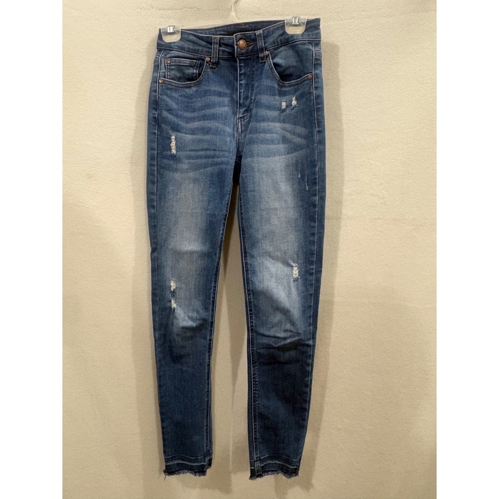 Risen Los Angeles Womens High Rise Distressed Skinny Jeans Blue Size 1 25